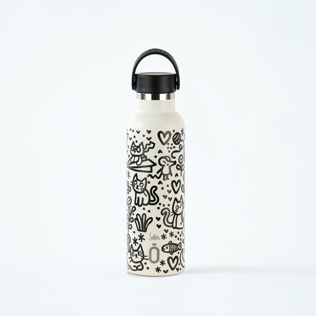Sticla Termos Runbott Carme Sala - Doodle Cream 600ml Sticla Termos Runbott Carme Sala - Doodle Cream 600ml