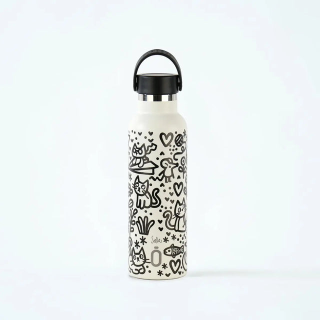Sticla Termos Runbott Carme Sala - Doodle Cream 600ml Sticla Termos Runbott Carme Sala - Doodle Cream 600ml