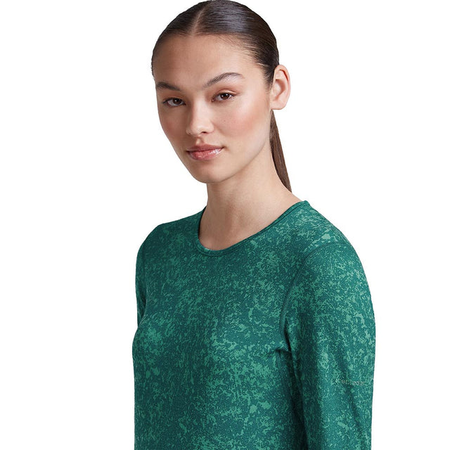 Bluza Termica Dama Icebreaker W Merino 200 Oasis Moss Bloom AOP Crew   Bluza Termica Dama Icebreaker W Merino 200 Oasis Moss Bloom AOP Crew