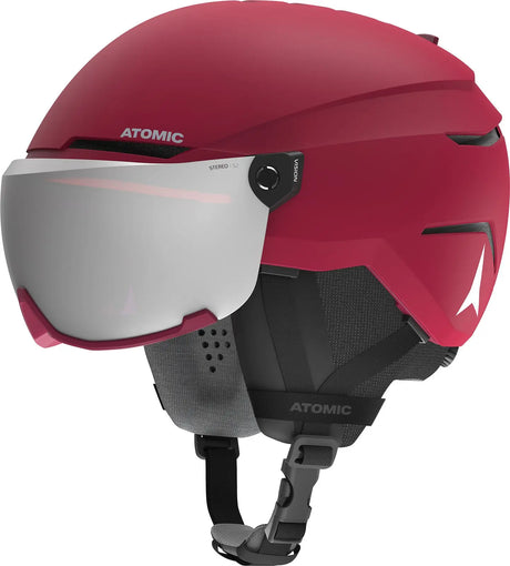 Casca Cu Ochelari  Atomic Savor Visor Stereo Dark Red   Casca Cu Ochelari  Atomic Savor Visor Stereo Dark Red