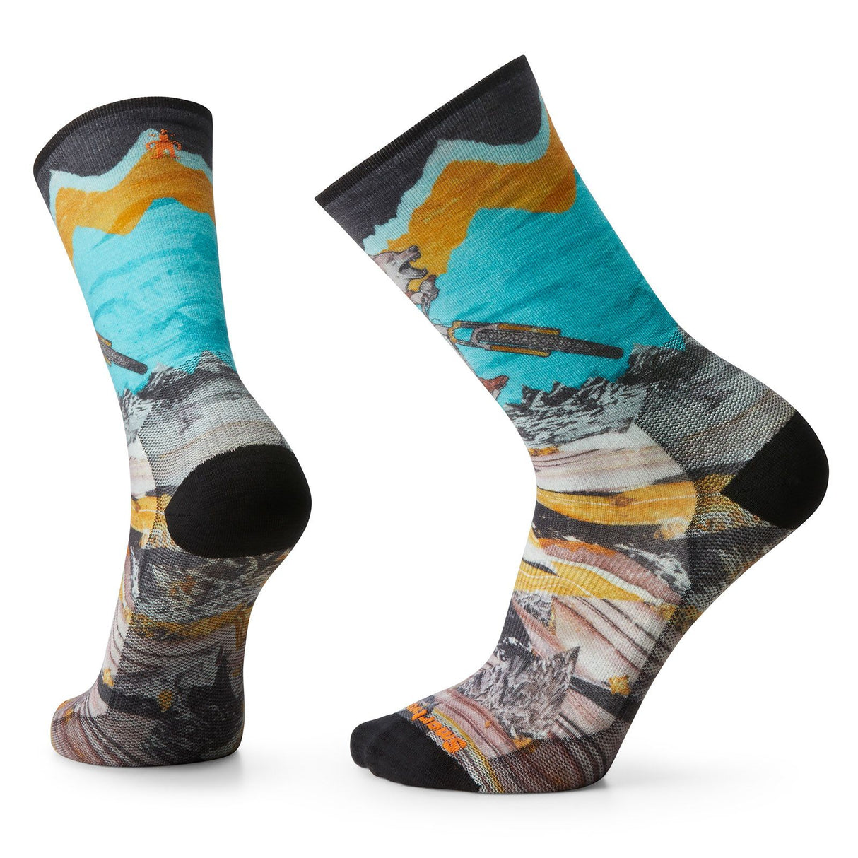 Sosete Unisex Smartwool Bike Zero Cushion Wolf Print Crew