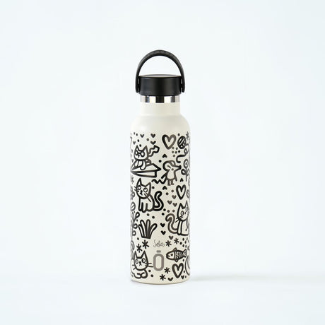 Sticla Termos Runbott Carme Sala - Doodle Cream 600ml   Sticla Termos Runbott Carme Sala - Doodle Cream 600ml