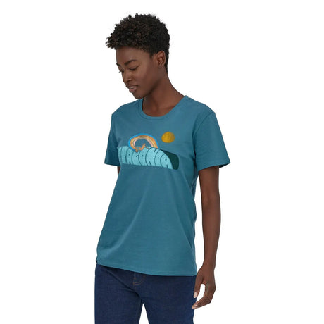 Tricou Patagonia W Rainbow Rail Organic Crew   Tricou Patagonia W Rainbow Rail Organic Crew